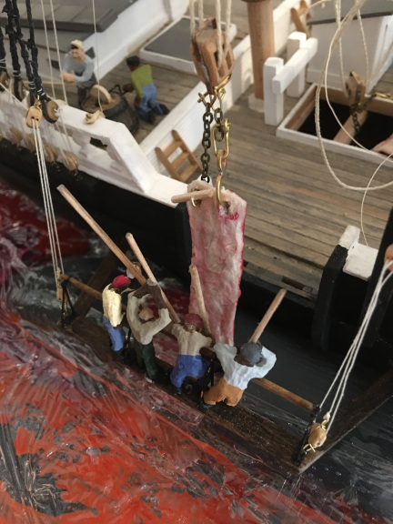 The whaleboat diorama based on the photograph